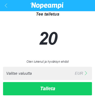 Nopeampi vedonlyönti talletus