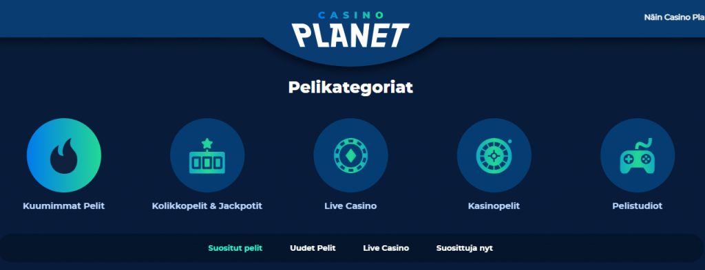 Casino Planetin pelikategoriat