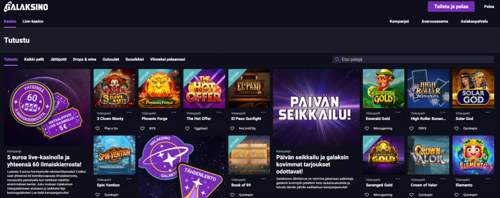 Galaksinon pelivalikoima